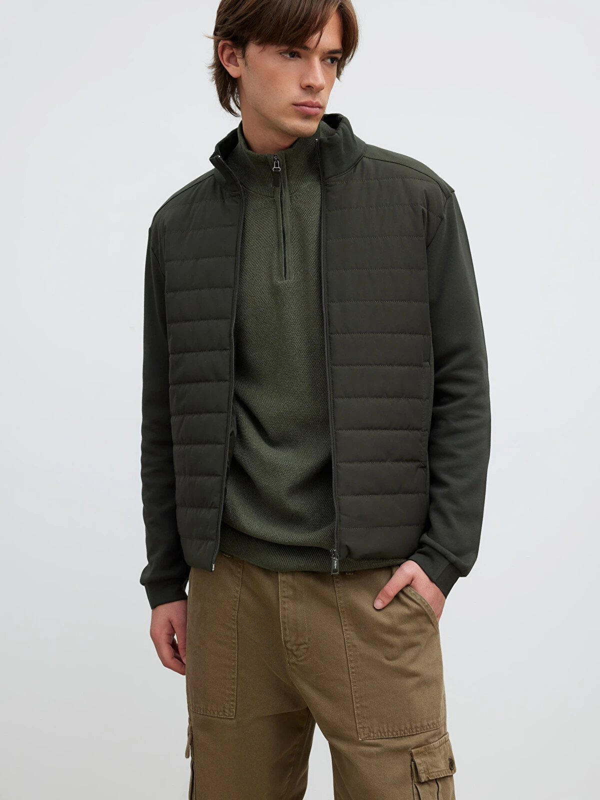 كاپشن ترك رنگ خاكي صدري نرم و لطيف و سبك سايز M/L/s